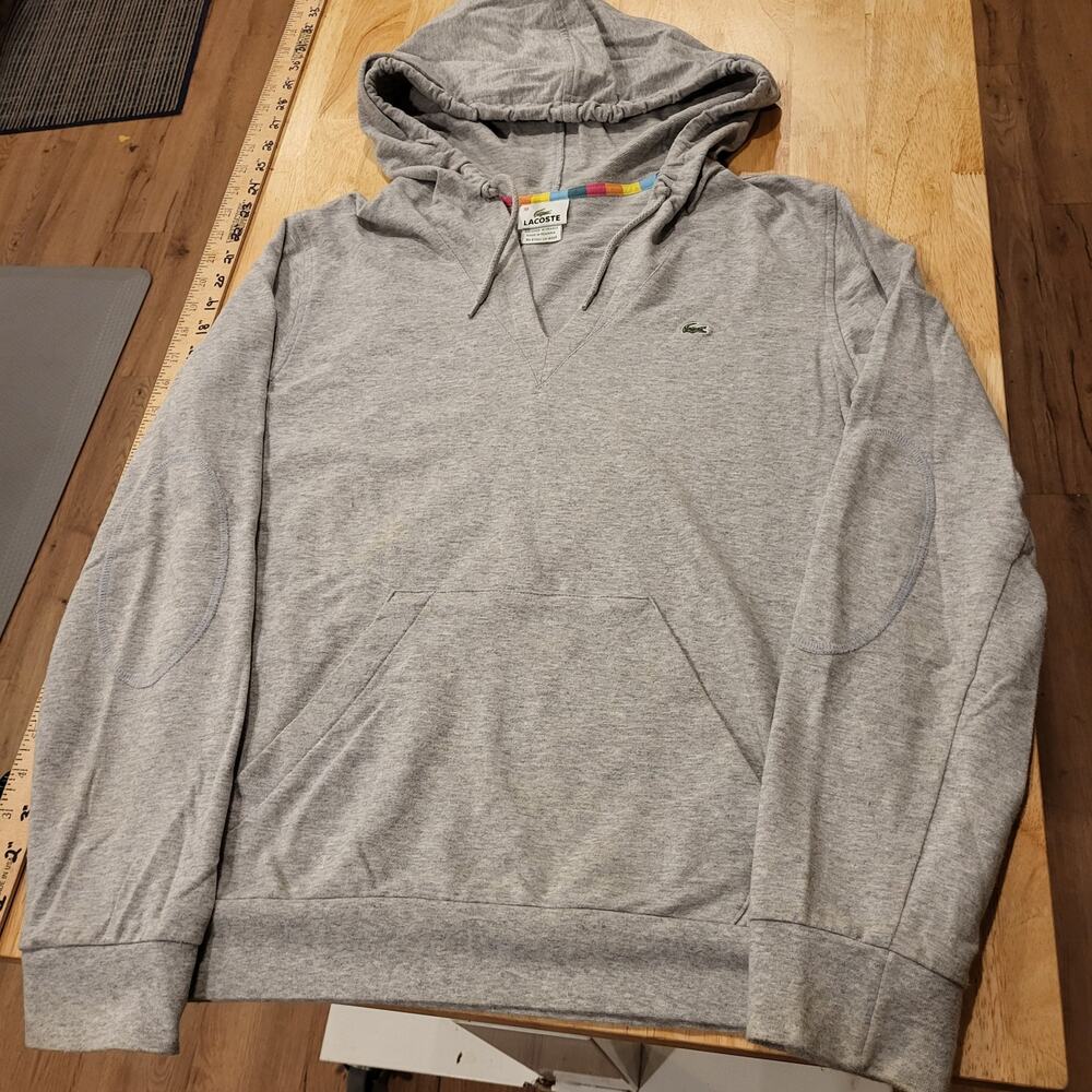 Heather Gray Lacoste Pullover Hoodie 38 20" Pit to Pit